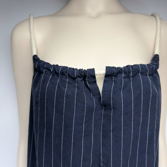 COTTON Sailor Oversized Straight Navy Blue White Striped Ropes Jumpsuit sz S / M - Picture 4 of 5